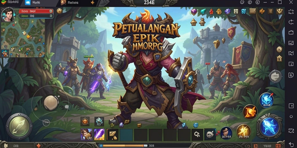 Tangkapan layar dari gameplay <strong>234E</strong> yang menunjukkan aksi pertarungan epik di dunia MMORPG.