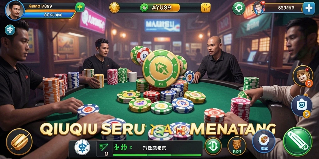 Screenshot gameplay AYU89 menampilkan suasana permainan QiuQiu yang seru.
