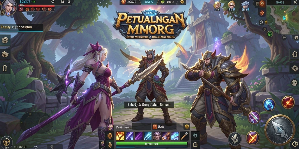 Screenshot utama menunjukkan aksi seru dalam dunia fantastis MMORPG.