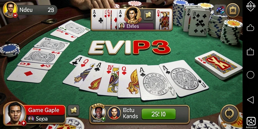 Tampilan gameplay EVIP3 yang menyenangkan dan interaktif.