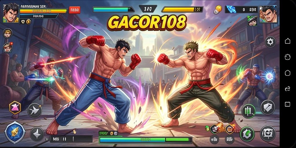 Gameplay GACOR108 dengan pertarungan mendebarkan dan karakter unik.