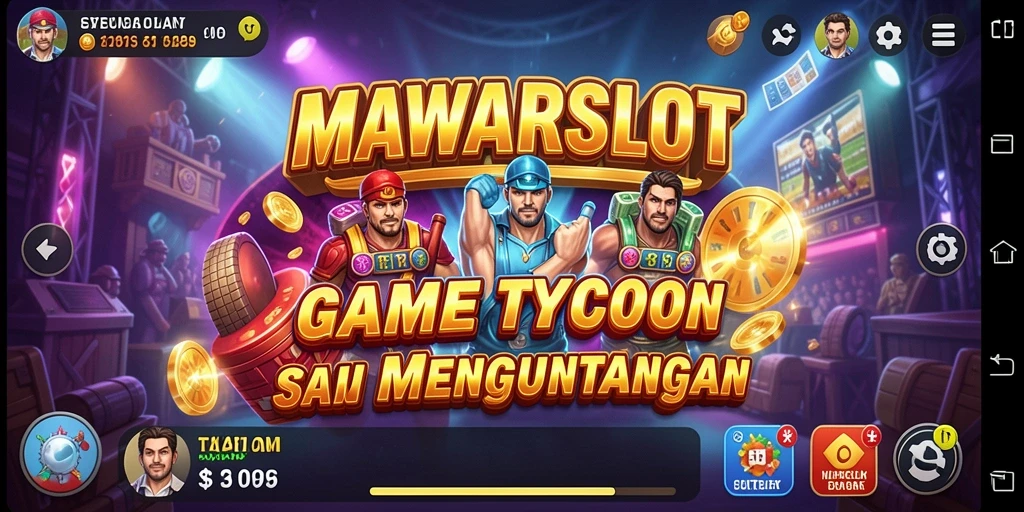 Screenshot gameplay MAWARSLOT menunjukkan keseruan membangun kasino.