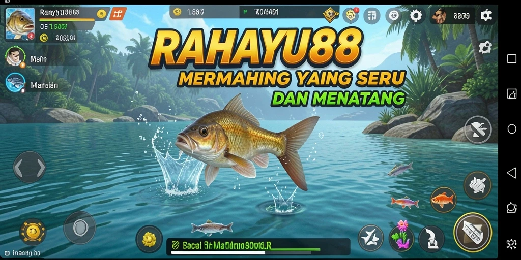 Tampilan gameplay seru saat memancing di laut terbuka.