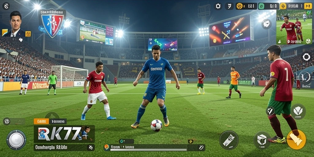 Tampilan gameplay RK77 yang mendebarkan dalam aksi olahraga.