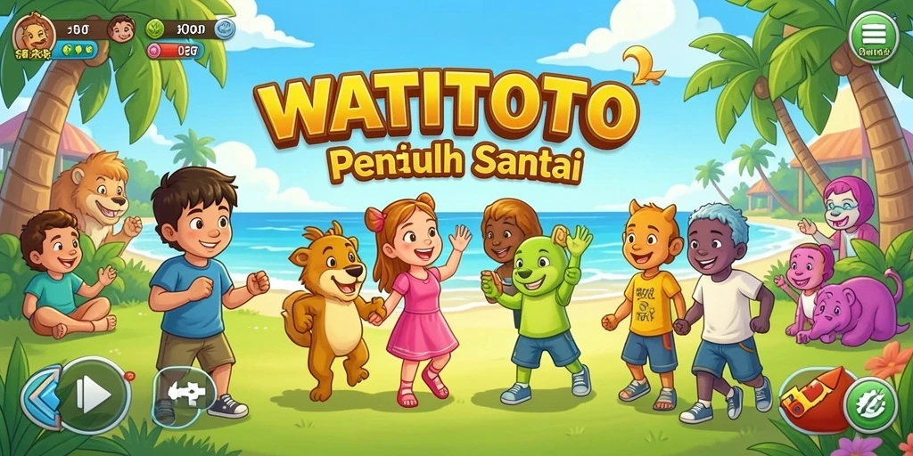 Screenshot menampilkan gameplay santai dan penuh warna WATITOTO.