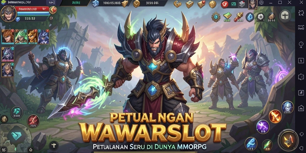 Screenshot WAWARSLOT menampilkan aksi seru dalam pertempuran MMORPG.